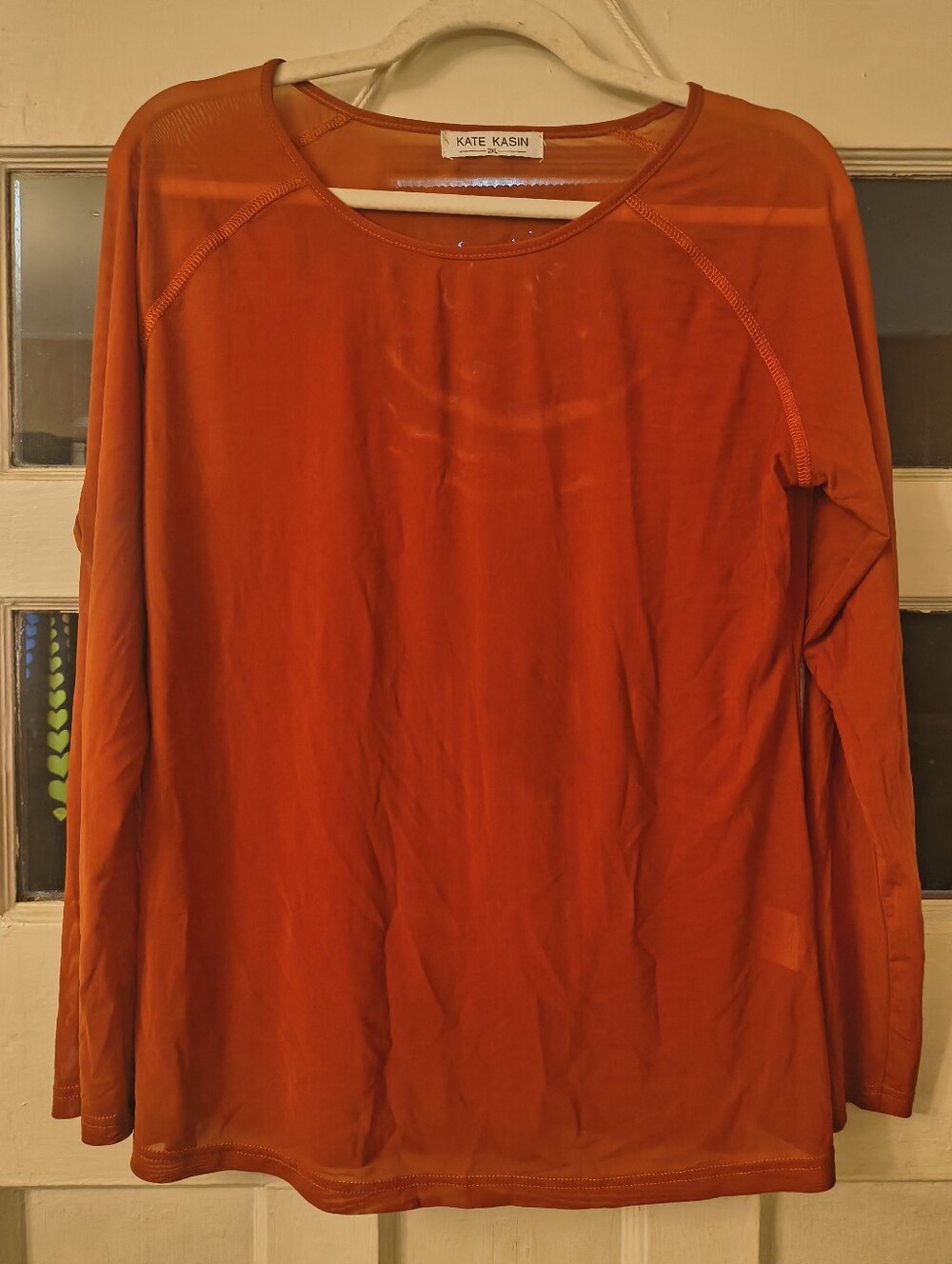 Kate Kasin Sheer Long Sleeve Tops, Set Of Two, Size 2XL